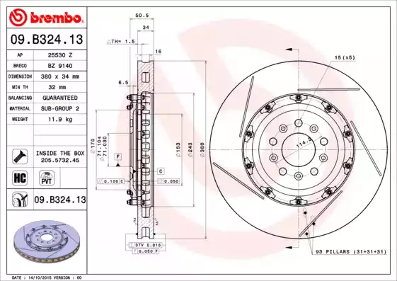 09.B324.13 A.B.S. BREMBO TWO-PIECE FLOATING DISCS LINE féktárcsa