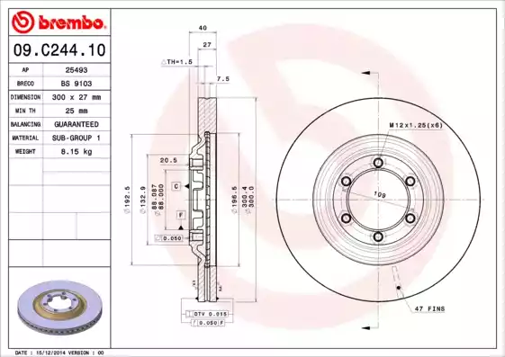 09.C244.10 A.B.S. BREMBO féktárcsa