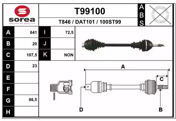 T99100 EAI hajtótengely