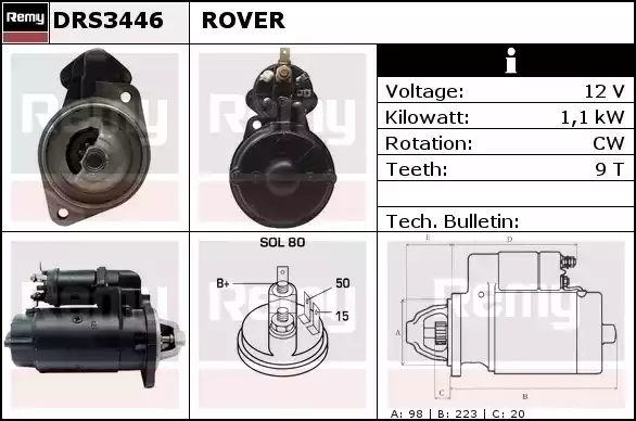 DRS3446 REMY Remy Remanufactured önindító